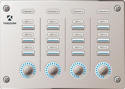 Kontrollpanel med knotter og knapper